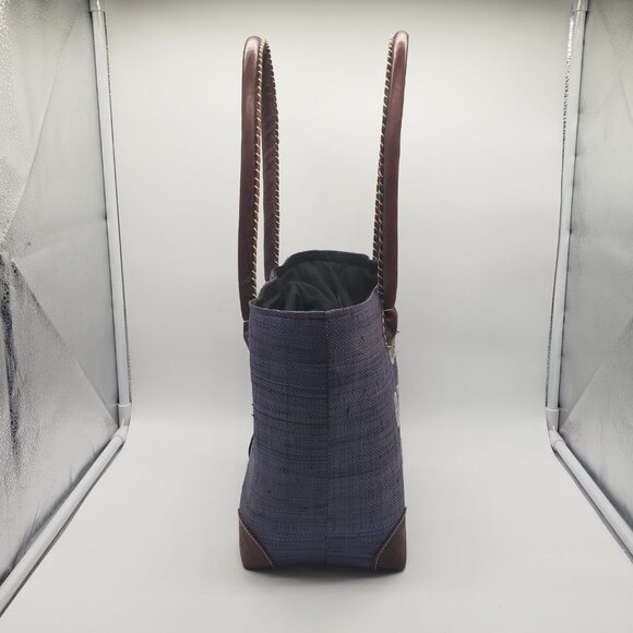 Denim Canvas Straw Cat Hearts Drawstring Purse or Hand Bag - Picture 8 of 9